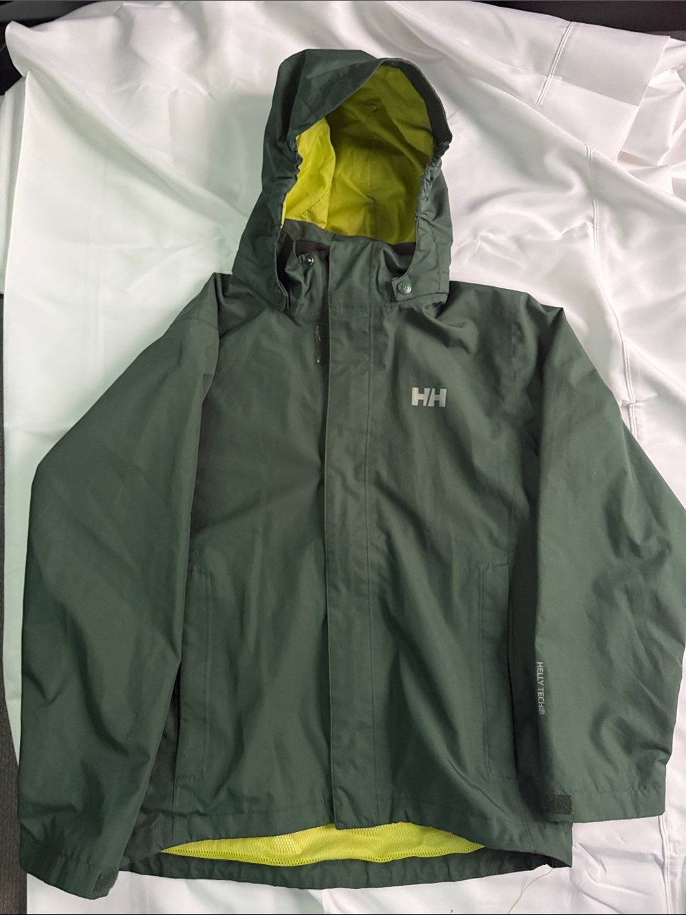 Helly Hansen Shell Green Jacket with Yellow Lining size 14